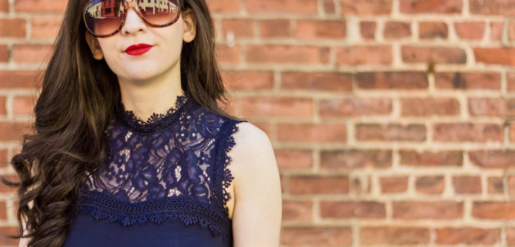 Erin Fetherston Quinnie Skirt, lace top, navy lace top, anthropologie menton midi skirt, navy beige striped skirt, striped skirt