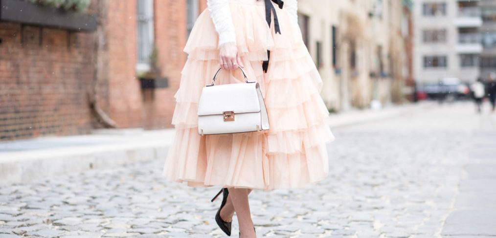 ASOS Tulle Midi Prom Skirt with Tiers and Tie Waist, asos tulle skirt, asos tulle midi skirt, asos beige tulle skirt, banana republic eye lash sweater, banana republic sweater, henri bendel waldorf satchel, henri bendel satchel, waldorf chain satchel, christian louboutin pigalle heels, christian louboutin pigalle black patent leather 120 mm heels