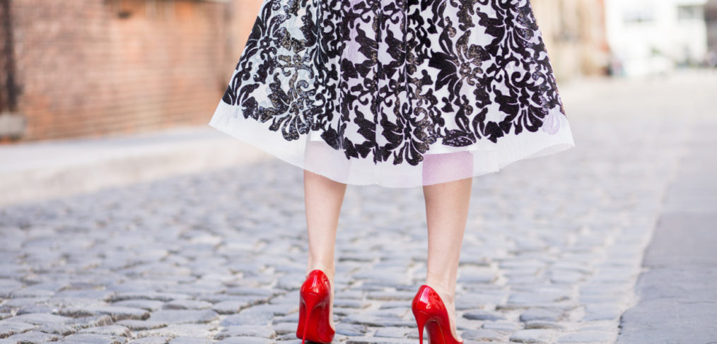 eliza j sequin dress, eliza j sequin mes midi skirt, eliza j black and white skirt, eliza j holliday, black and white shirt, forever 21 black and white shirt, christian louboutin red pigalle follies, christian louboutin mars heels, christian louboutin red heels