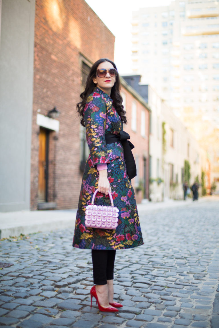 Erdem Jacquard Floral Coat Dressed Up Deniz