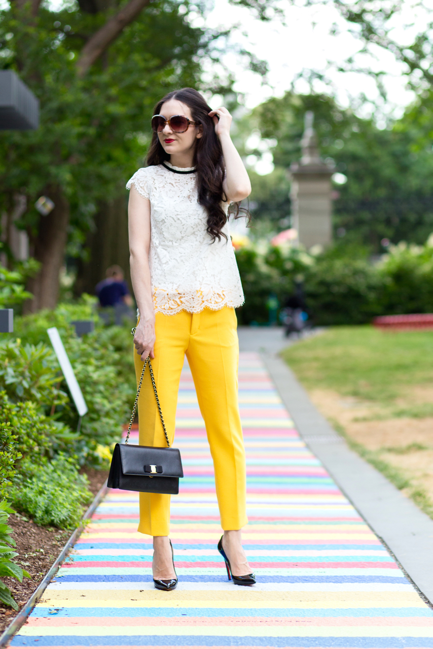 Yellow Work Wear: Peplum Blazer & Pants - Dressed Up Deniz