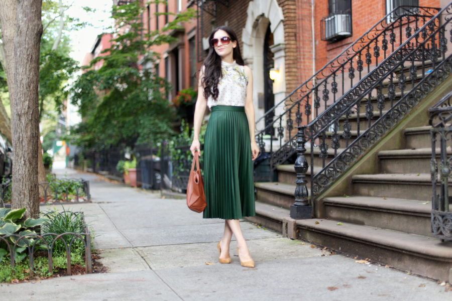 Zara Green Pleated Skirt -- Dressed Up 